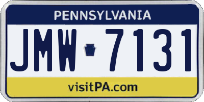 PA license plate JMW7131
