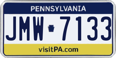PA license plate JMW7133