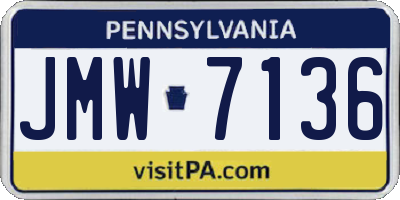 PA license plate JMW7136