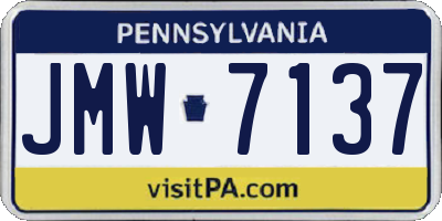PA license plate JMW7137