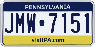 PA license plate JMW7151