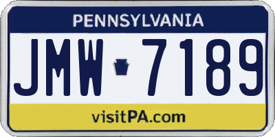PA license plate JMW7189