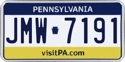 PA license plate JMW7191