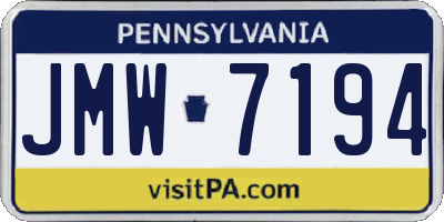 PA license plate JMW7194