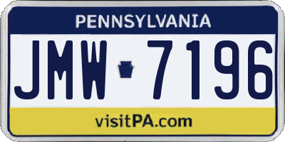 PA license plate JMW7196