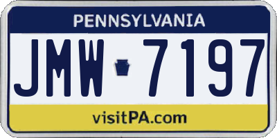 PA license plate JMW7197