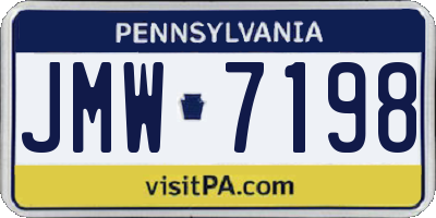 PA license plate JMW7198