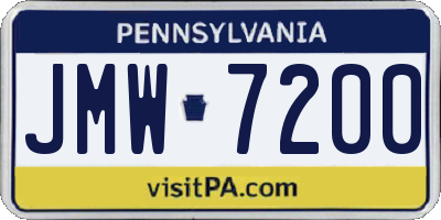 PA license plate JMW7200