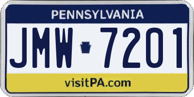 PA license plate JMW7201