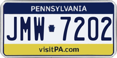 PA license plate JMW7202