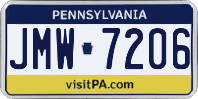 PA license plate JMW7206