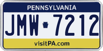 PA license plate JMW7212