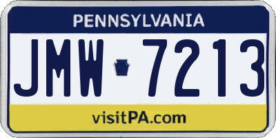 PA license plate JMW7213