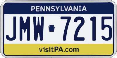 PA license plate JMW7215