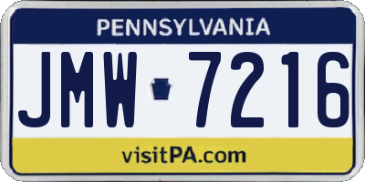 PA license plate JMW7216