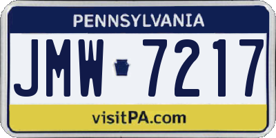 PA license plate JMW7217