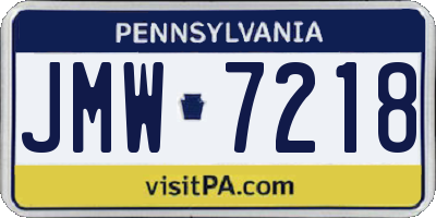 PA license plate JMW7218