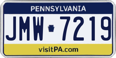 PA license plate JMW7219