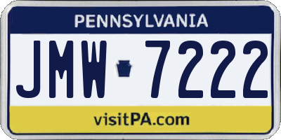 PA license plate JMW7222