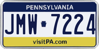 PA license plate JMW7224