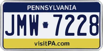 PA license plate JMW7228