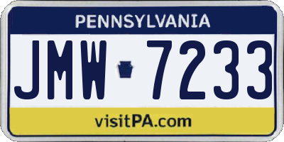 PA license plate JMW7233