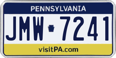 PA license plate JMW7241