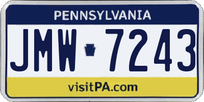 PA license plate JMW7243