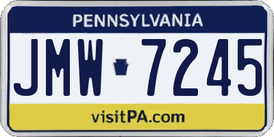 PA license plate JMW7245