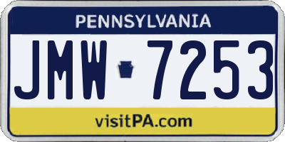 PA license plate JMW7253