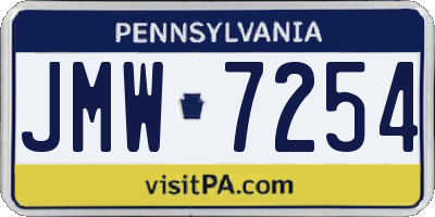 PA license plate JMW7254