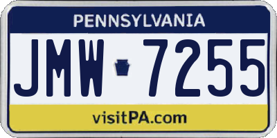 PA license plate JMW7255