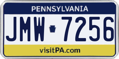 PA license plate JMW7256