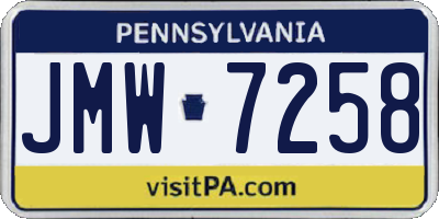 PA license plate JMW7258