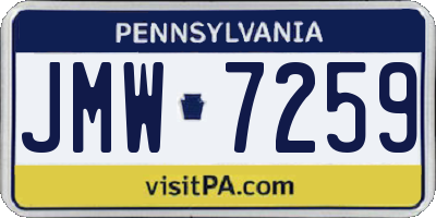 PA license plate JMW7259