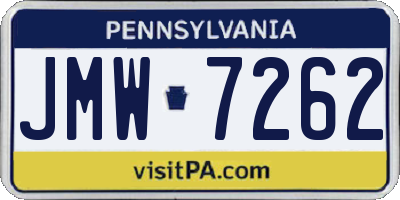 PA license plate JMW7262