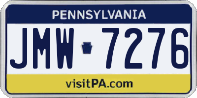 PA license plate JMW7276