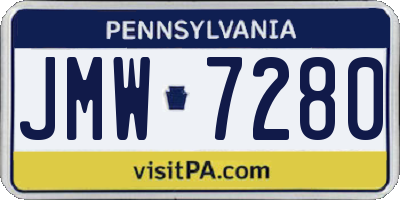 PA license plate JMW7280
