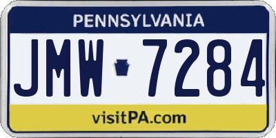 PA license plate JMW7284