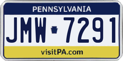 PA license plate JMW7291