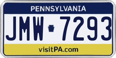 PA license plate JMW7293