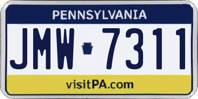 PA license plate JMW7311