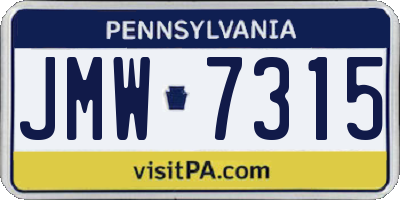 PA license plate JMW7315