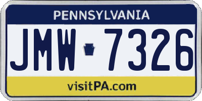 PA license plate JMW7326