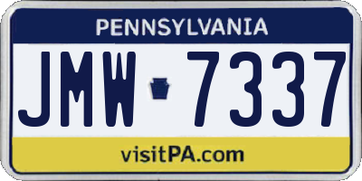 PA license plate JMW7337