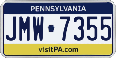 PA license plate JMW7355