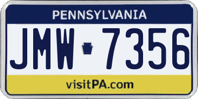 PA license plate JMW7356
