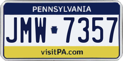 PA license plate JMW7357