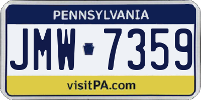 PA license plate JMW7359