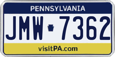 PA license plate JMW7362